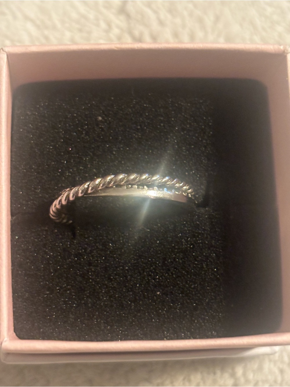 Sterling Twisted Rope Stackable Ring - Silver 925 marked